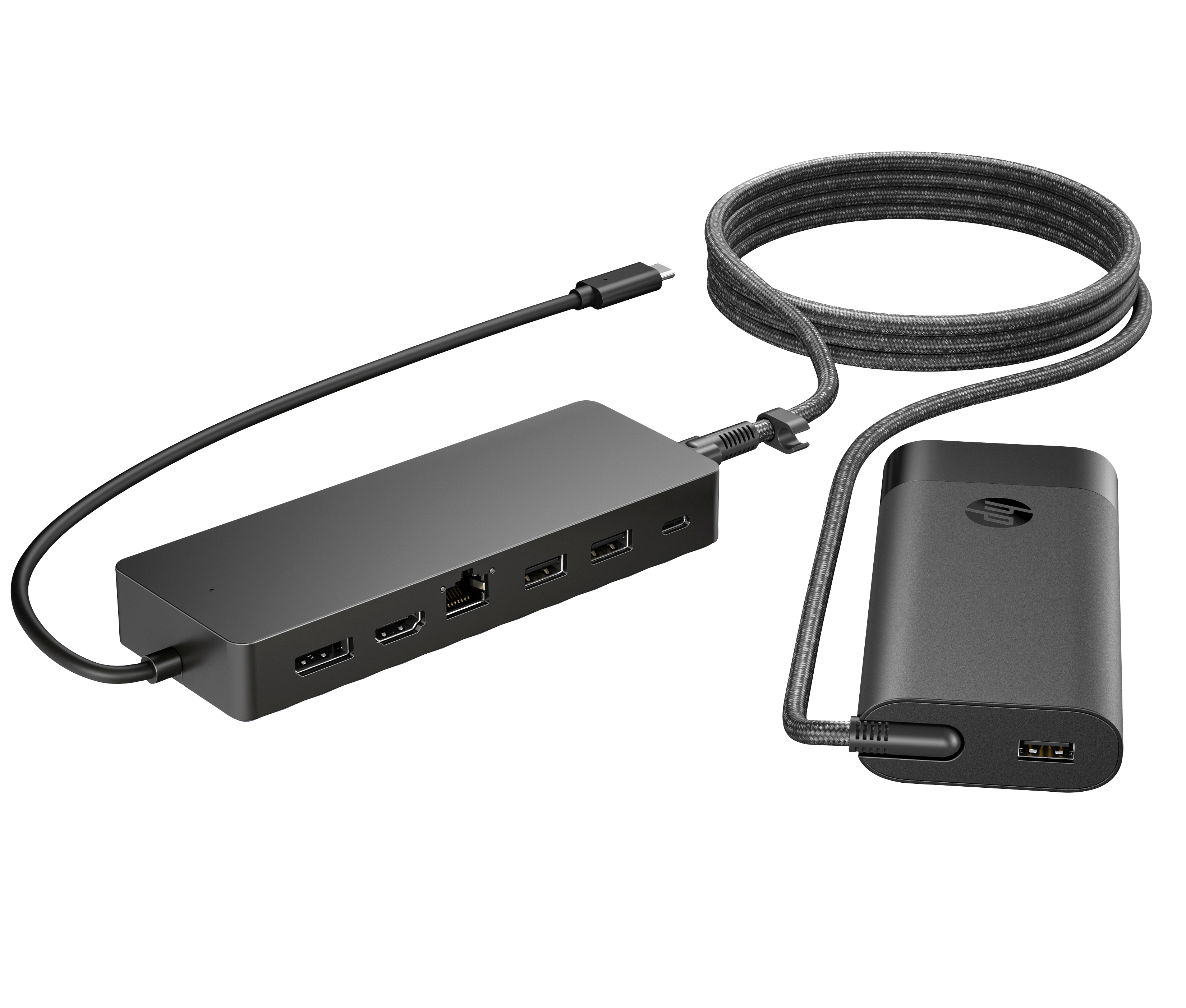 HP Universal USB-C Hub and Laptop Charger Combo Kabelgebunden USB 3.2 Gen 1 (3.1 Gen 1) Type-C Schwarz